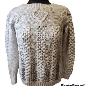 J. Crew Grey Wool Chunky Embellished Sweater Small, JCrew, J Crew